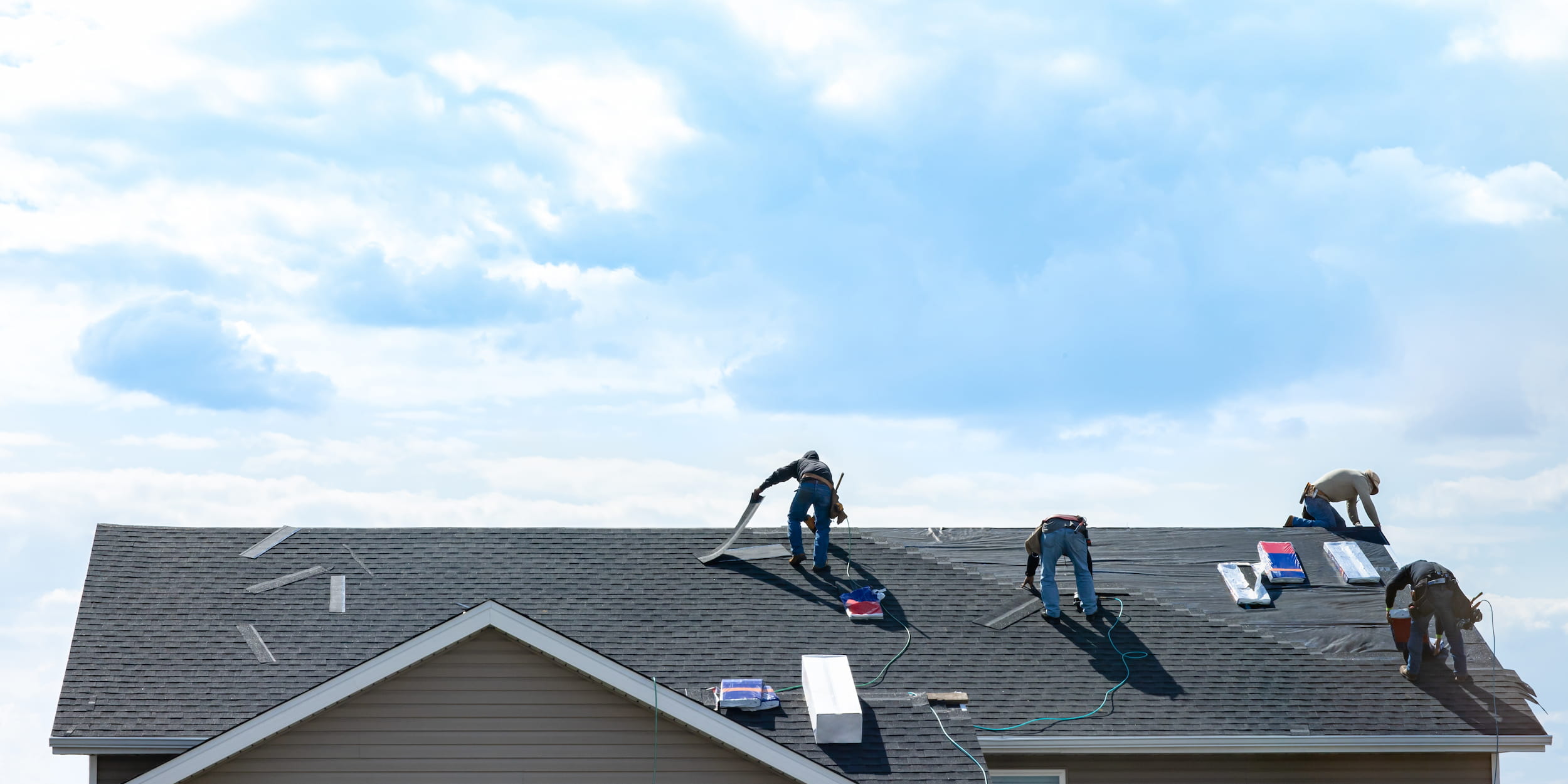 Roof replacement in progress